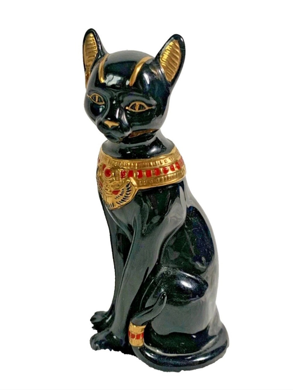 Vintage Lenox Egyptian Bastet Black Cat porceline Figurine Rare 24K Gold  1995